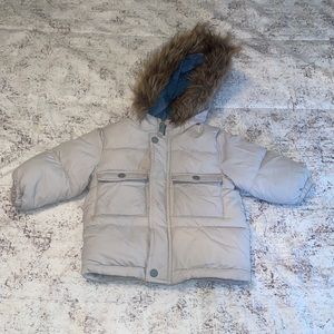 Zara Light Gray/Tan Coat Size 9-12 Months Unisex